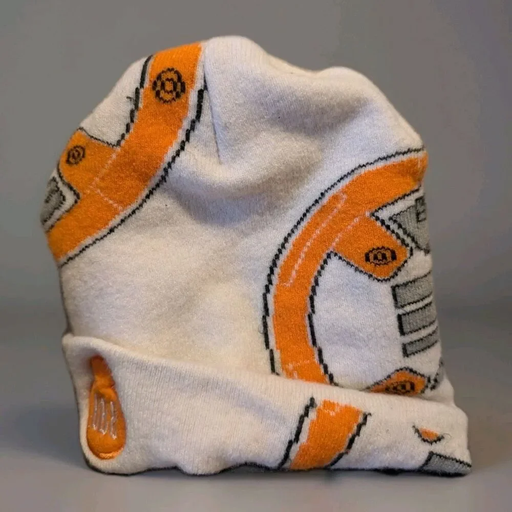 Star Wars BB-8 Beanie Hat White Orange Knit Adult One Size Lucasfilm Disney
